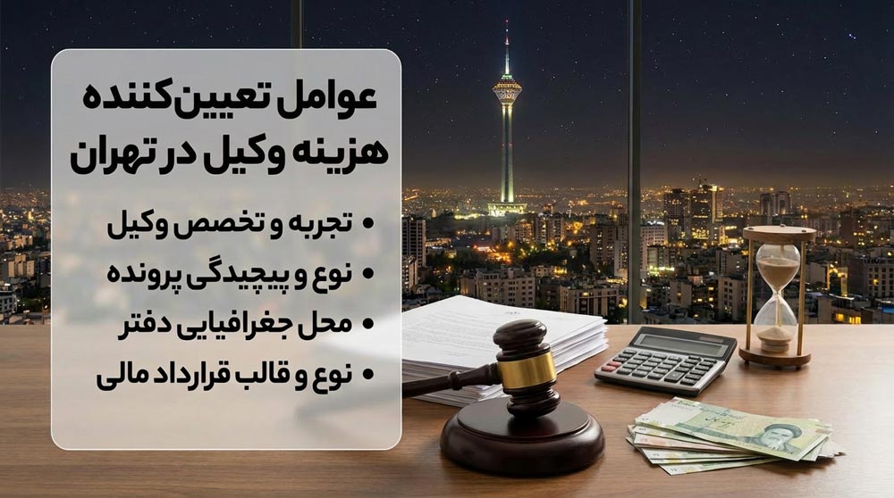 8f75f97d-0417-41bc-993c-e1b3ae5bb5e7 عوامل تعیینکننده هزینه وکیل در تهران